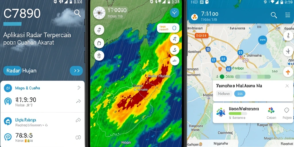 Tampilan antarmuka utama C7890 dengan fitur Radar Hujan yang informatif.
