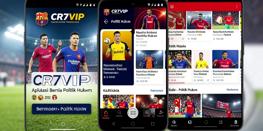 Tampilan antarmuka aplikasi CR7VIP dengan fitur berita politik dan hukum.