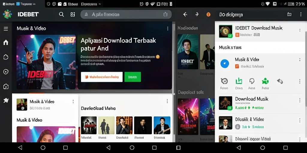 Tampilan antarmuka IDEBET untuk mengunduh musik dengan mudah dan cepat.