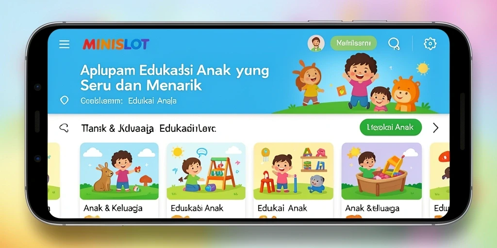 Tampilan antarmuka aplikasi MINISLOT yang ramah anak dan edukatif.