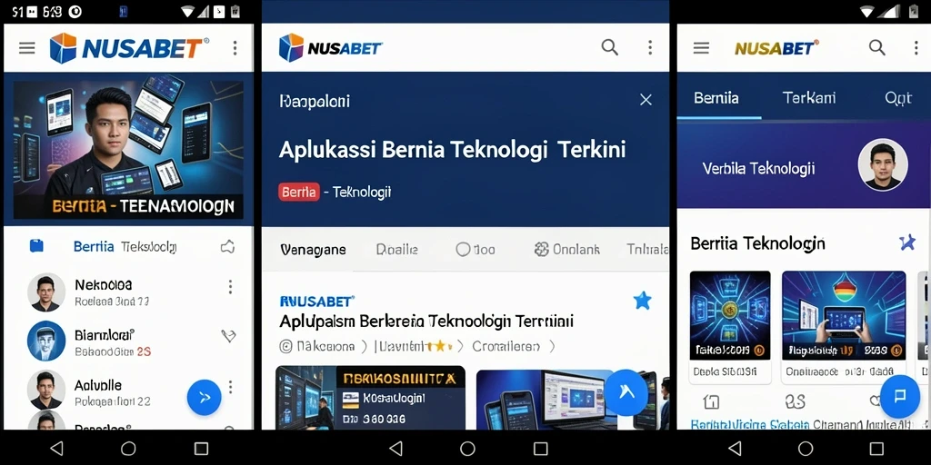 Antarmuka pengguna modern aplikasi NUSABET yang menampilkan berbagai berita teknologi.