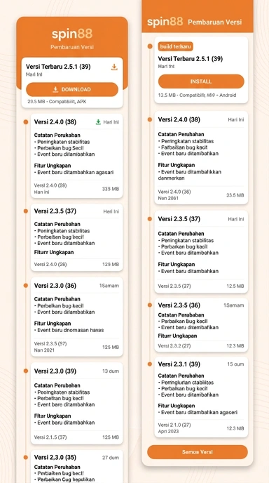 Riwayat Versi spin88 untuk Pengguna Android